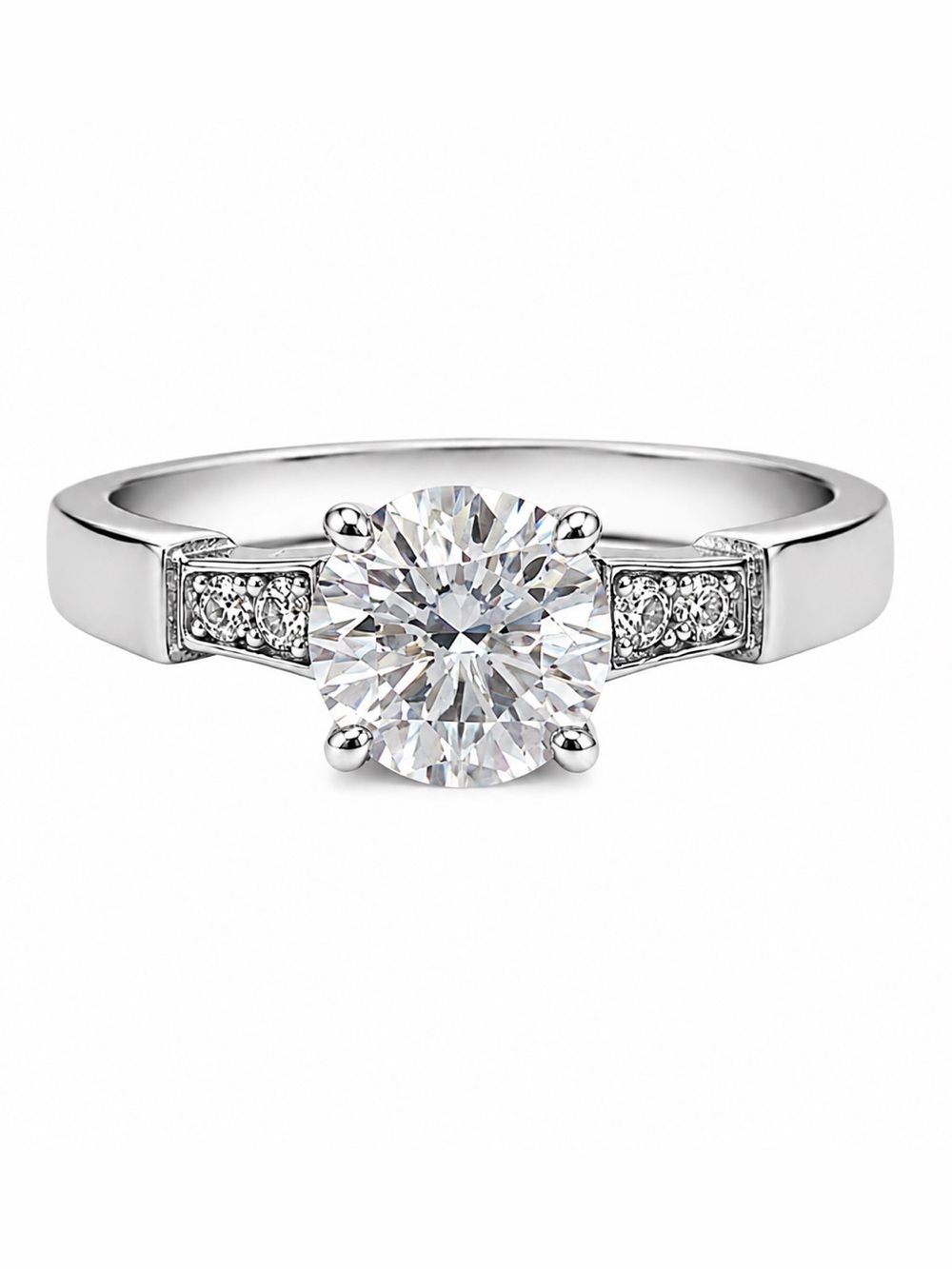 1 Ct 6.5mm Moissanite Ring 925 Sterling Silver Size 7 VVS Solitaire